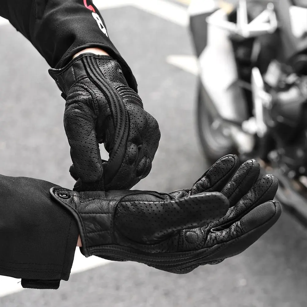 

Leather Motorcycle Gloves Summer Breathable Mesh Moto Gloves Touch Function Motorbike Gloves Motocross Off-Road Racing Gloves
