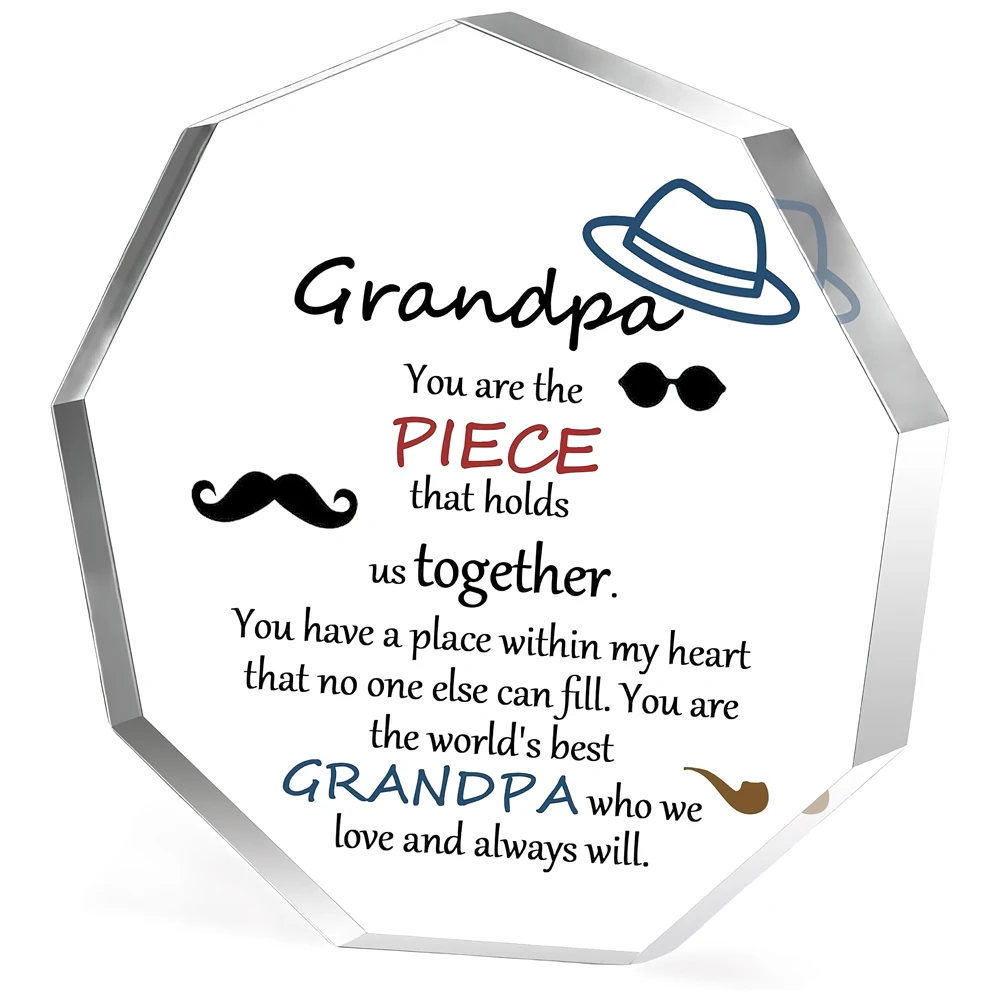 Grandpa Gift from Grandchildren Large Nonagon Acrylic Plaque Table Decor Funny Birthday Christmas Gifts for Grandpa Fathers Day