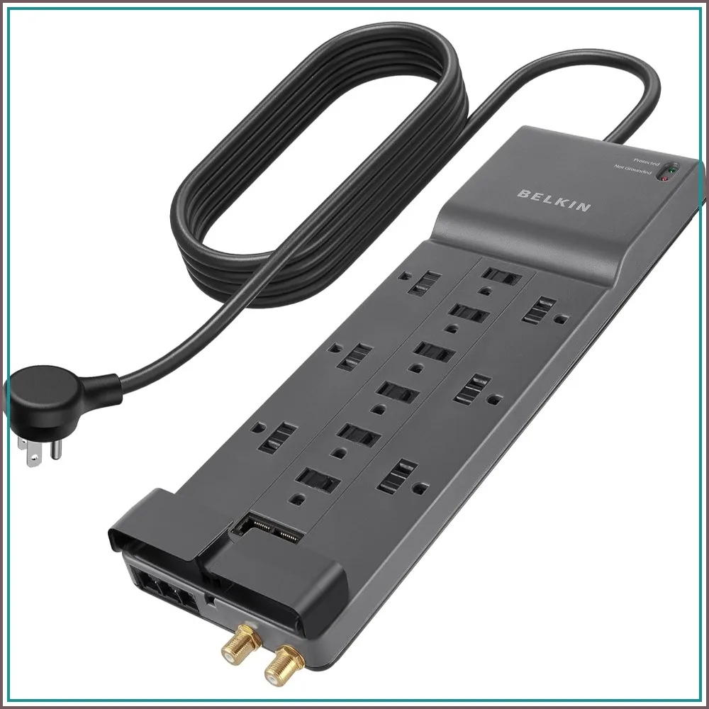 

12-Outlet Surge Protector Power Strip, 10ft Flat Plug Heavy Duty Extension Cord, 4156 Joules for Home Office Travel