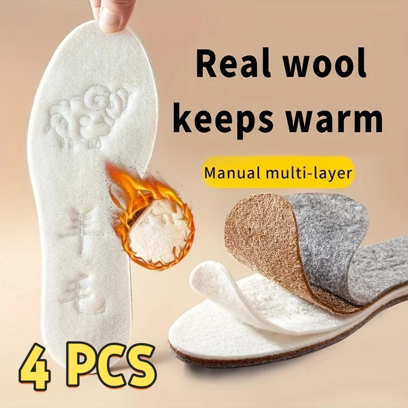 

4 PCS Thicken Thermal Winter Sport Insoles Self Heating Warm Soft Comfortable Plush Shoes Pad Accessories Feet Care Cushion