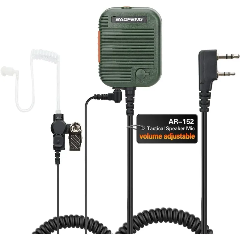 BAOFENG Military Grade Volume Adjustable Speaker Mic with 3.5mm Receiver for AR-152 DM-32 UV-32 UV-5R BF-F8HP PRO Two Way Radio