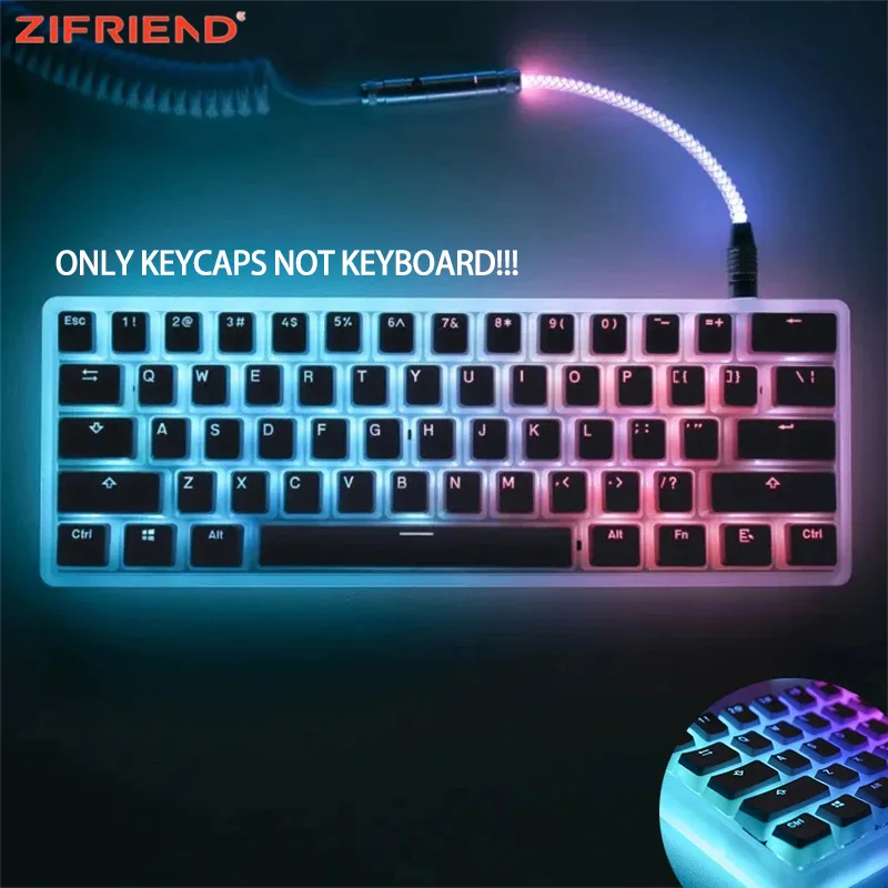 ZIFRIEND 130 klawiszy PBT Pudding Keycaps do klawiatury mechanicznej Profil OEM Double Shot Key Caps RGB Full Size 60% 100% Keycap