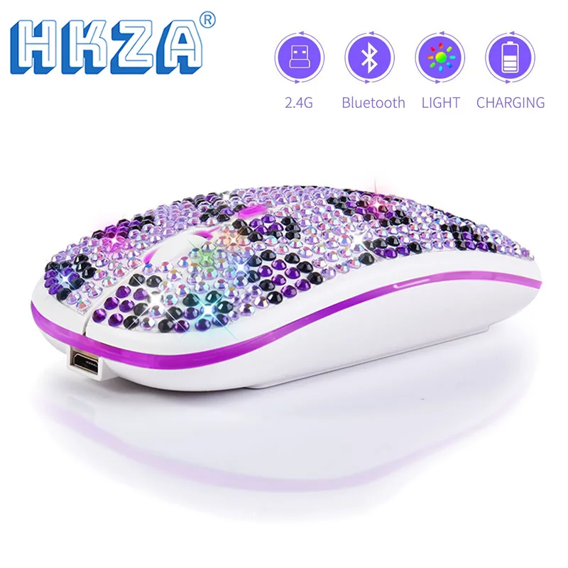 ไร้สาย Bluetooth5.2 RGB เมาส์ชาร์จ Rhinestone คอมพิวเตอร์เมาส์ Backlit เมาส์สำหรับเล่นเกมสำหรับแล็ปท็อป PC