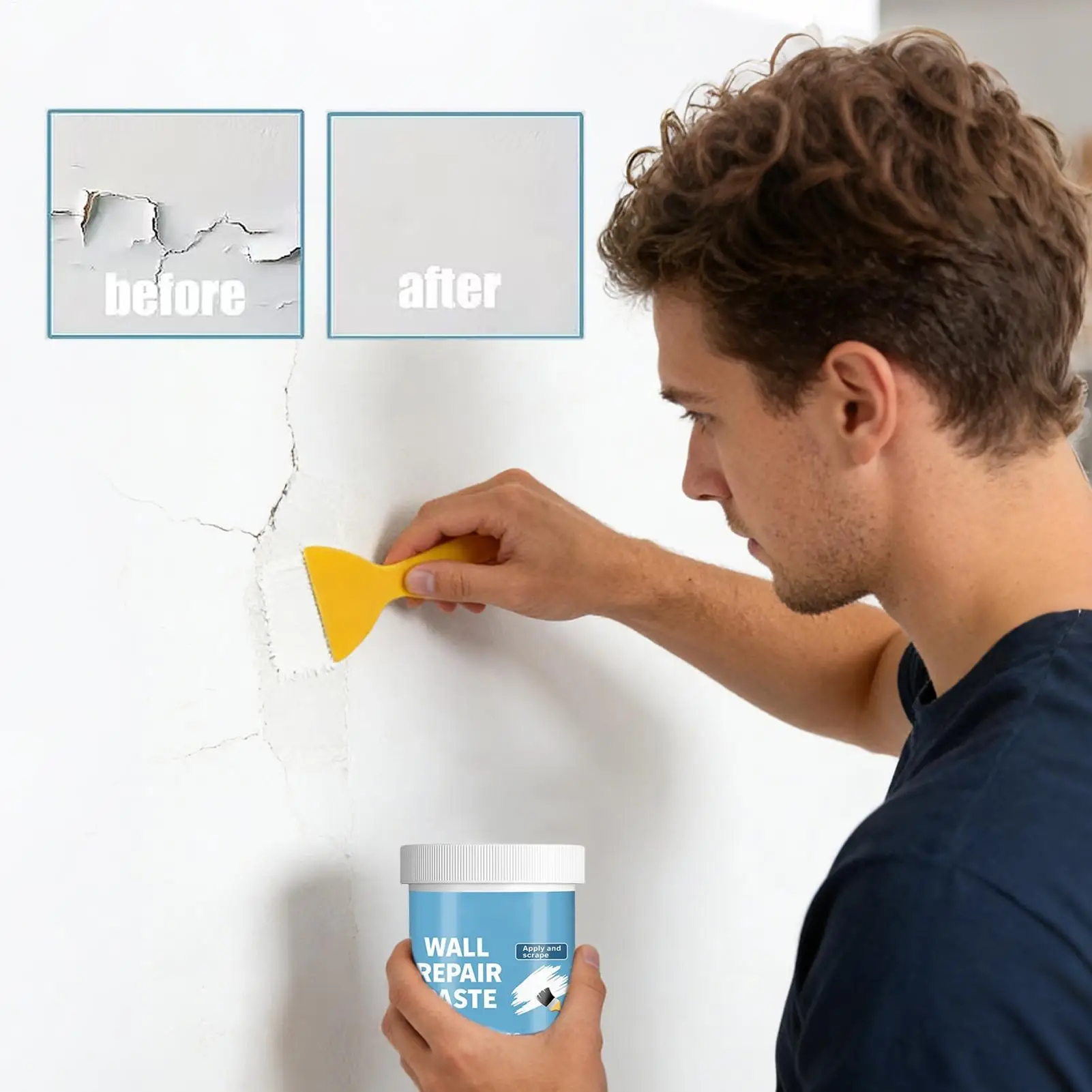 Wall Repair Paste 200g Waterproof Hydrophobic Drywall Putty Wall Mending Paste for Cracks Nail Holes Dents Home Renovation