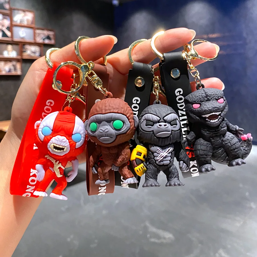 Llaveros de Anime King Kong VS Godzilla, Llavero de Coche de Dibujos Animados, Figuras de Acción de PVC, Muñeco Modelo, Colgante para Bolsa, Juguetes Coleccionables, Regalos para Fans