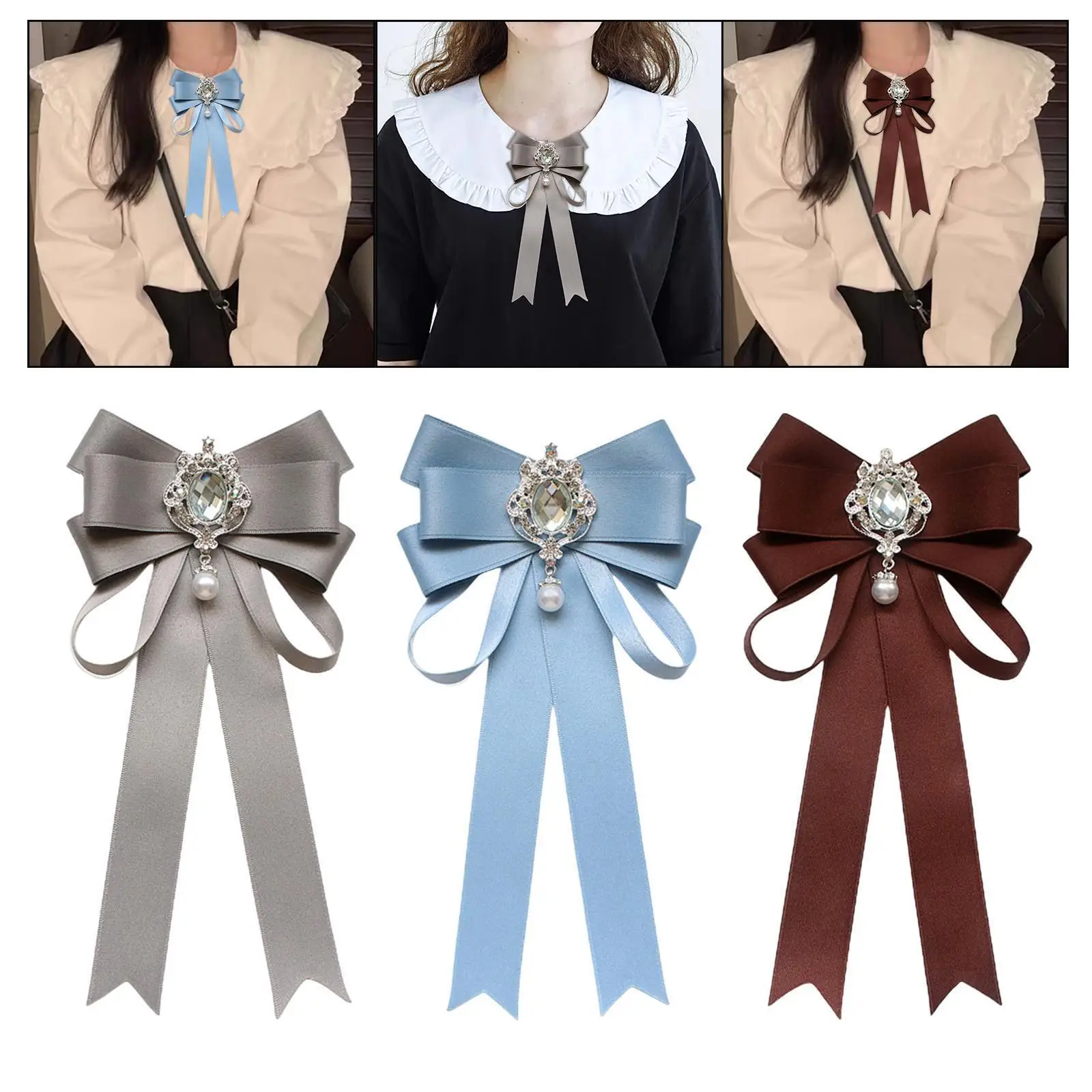 Jabot-Épingle de poitrine avec nœud papillon pour femme, accessoires de vêtements, chemise, corsage, col japonais, fleur, tenue d'affaires