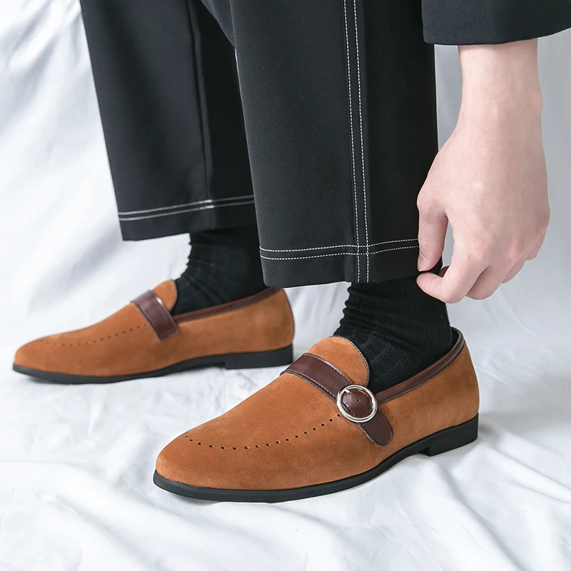 

New Korean-style pointed-toe leather shoes for men trendy and fashionable retro fringed suede casual shoes bean loafers