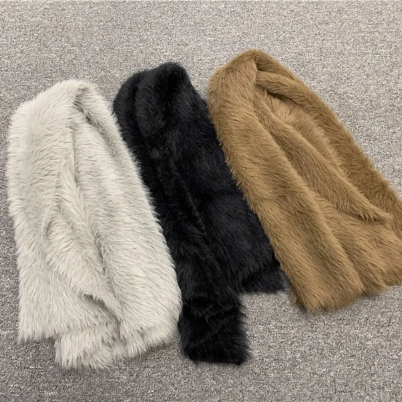 LUXURY Furry Scarf for Women, Winter Casual, Solid Color, Thick Warm, Plush Scarf, Nordic Style, Autumn and Winter 2025