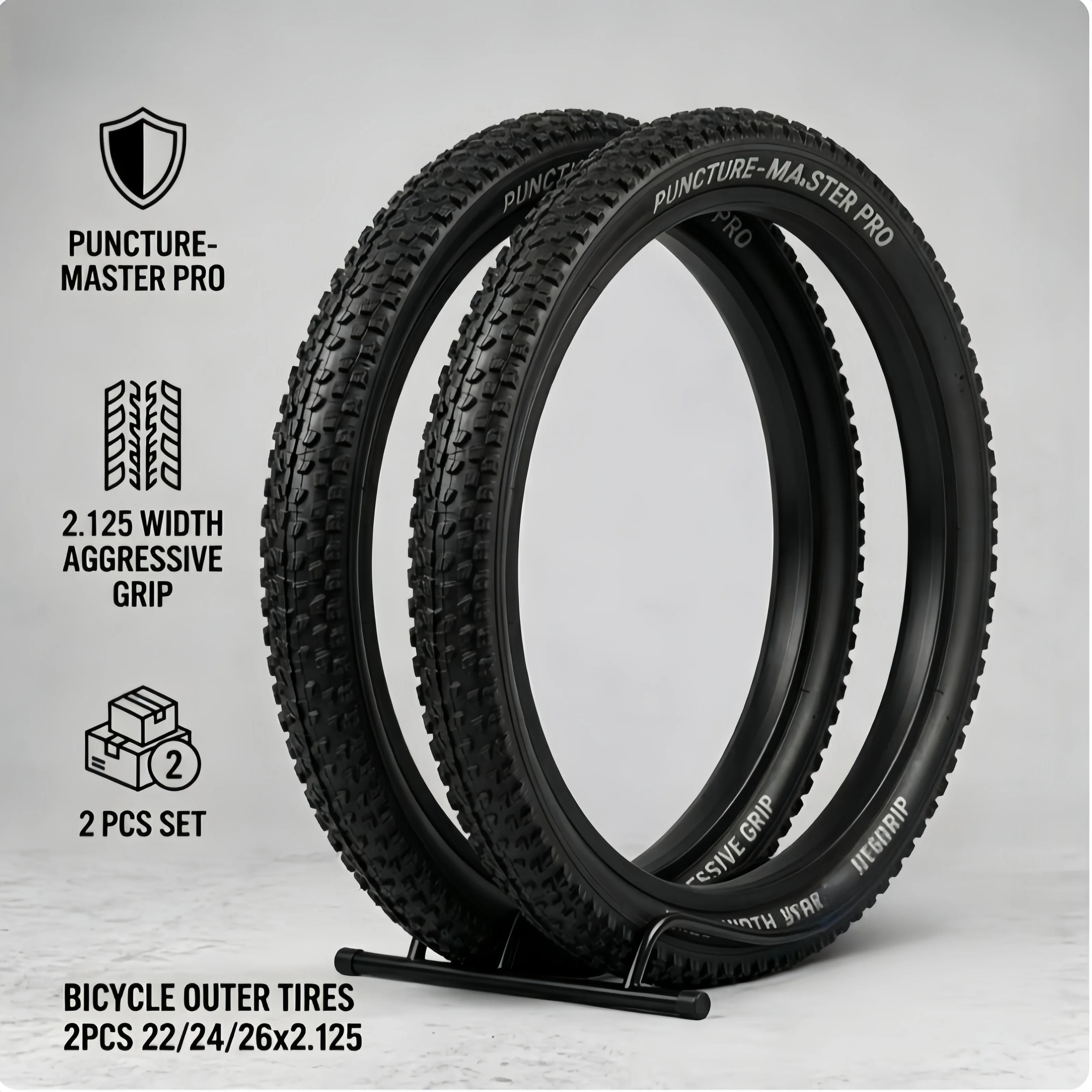2PCS MTB Bike Tires 22x2.125 24x2.125 26x2.125 Inch Bicycle Outer Tyres 2-Pack All-Terrain Replacement Parts