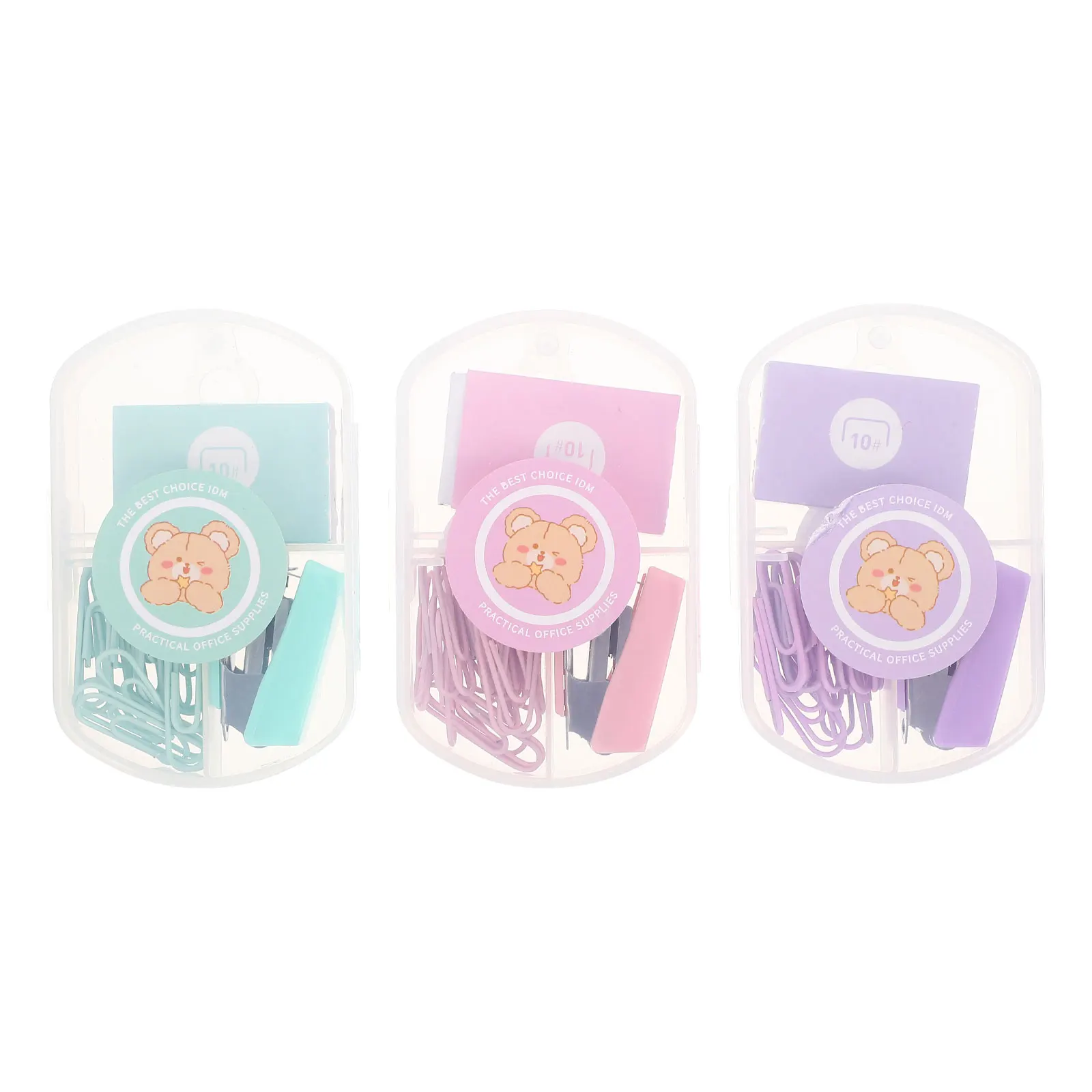 3 Sets Stapler Combination Mini Paper Clips Office Binding Tools Colorful Practical Documents ganization Helper Reusable