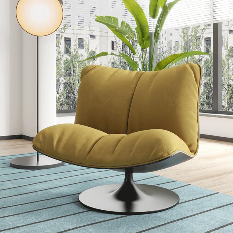 #Single Sofa Chair Light Luxury Modern Living Room Home Furniture Frosted Cloth Rotating