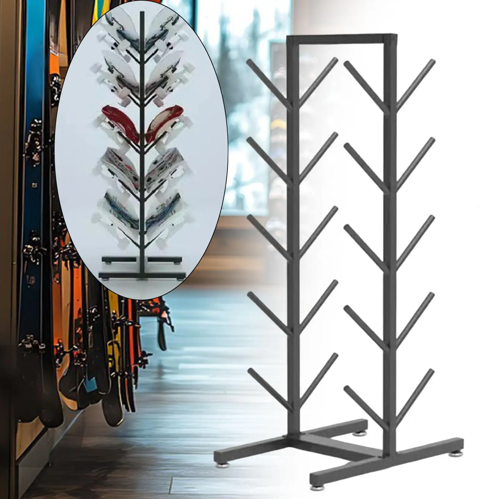 Skateboard Rack 5 Layer Skateboard Organizer Ski and Snowboard Storage Rack