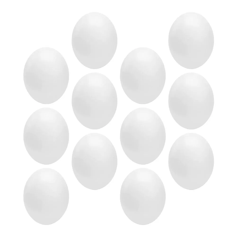 

12Pcs Fake Eggs Solid Wear-Resistant Plastic Simulated Eggs for Bird Nesting Support Festival Decor Easter Craft Graffiti Use