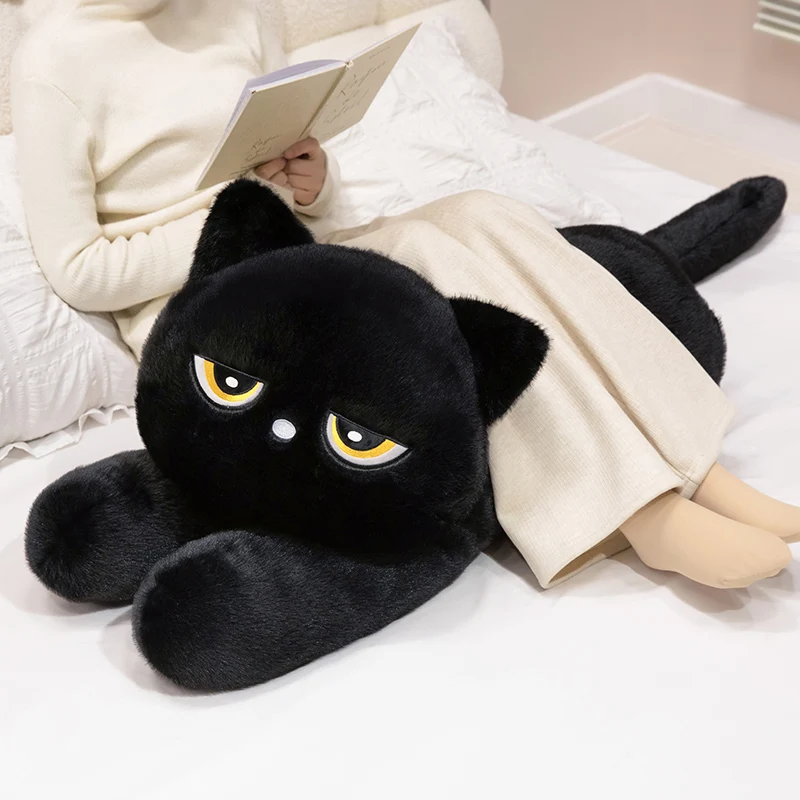 Jouets en peluche pour chats noirs pour femmes et filles, oreiller doux et long, animaux de sommeil, Kawaii, HDPWomen