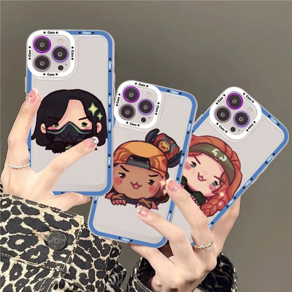 Valorant Game Character Art Phone Case For iPhone 14 13 12 11 Pro Max Mini X Xs XR 6 7 8 Plus SE 2020 Transparent Case