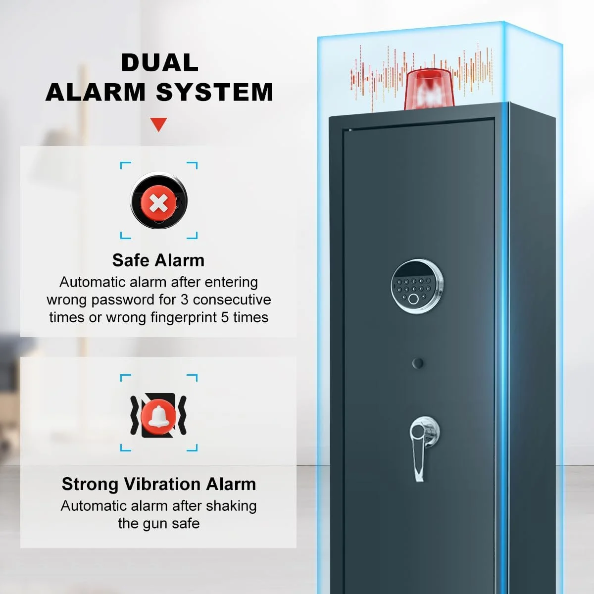 Gabinete de almacenamiento de seguridad para el hogar de Metal grande, teclado electrónico con huella dactilar y cerradura de llave, protege objetos de valor para el hogar y la oficina