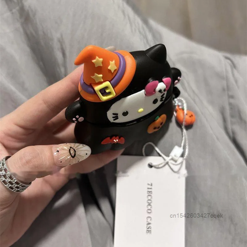 Hello Kitty Halloween Night Cute Design Unique Earphone Case For AirPods 1 2 Pro 3 4 Generation Trend Headphone Protective Cover