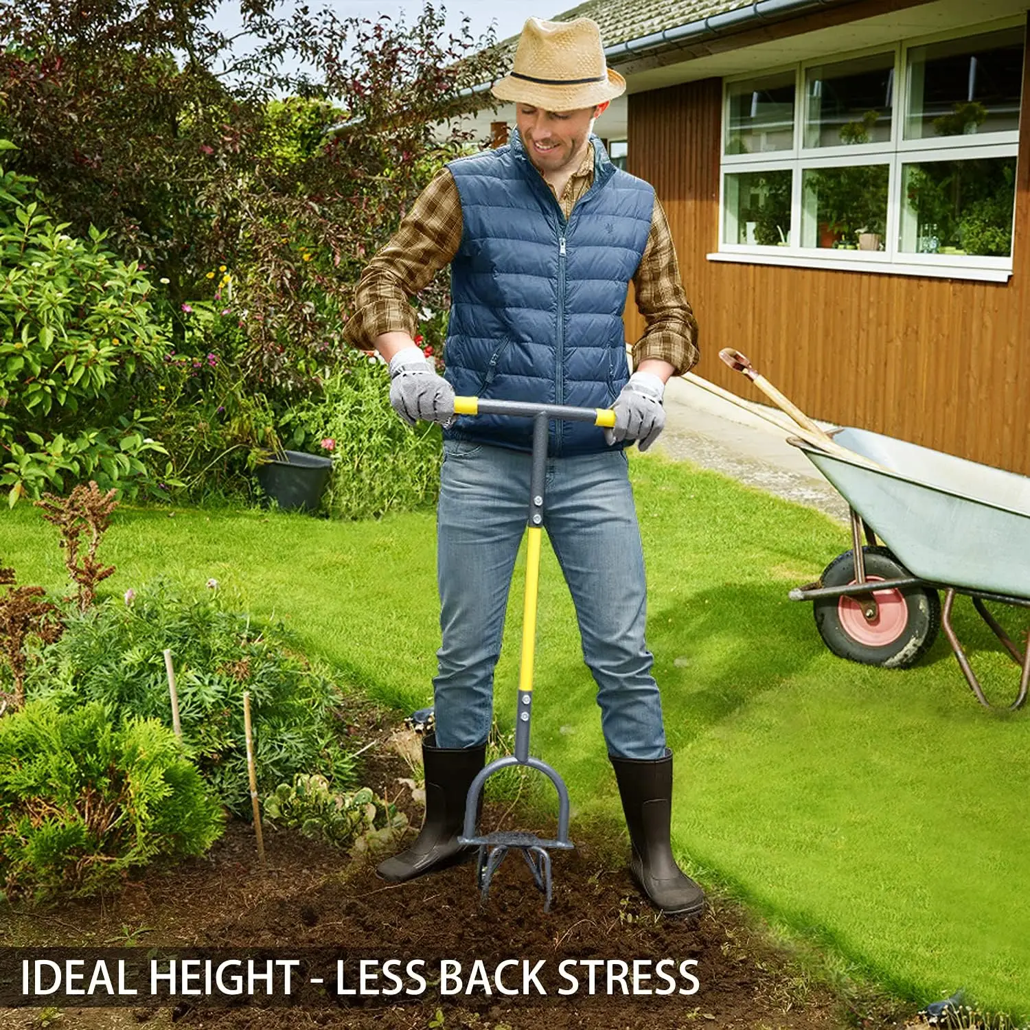 Best Garden Tooth Edger Lawn Tool Half Moon Lawn Edger with T-Grip Sidewalk Grass Long Handled