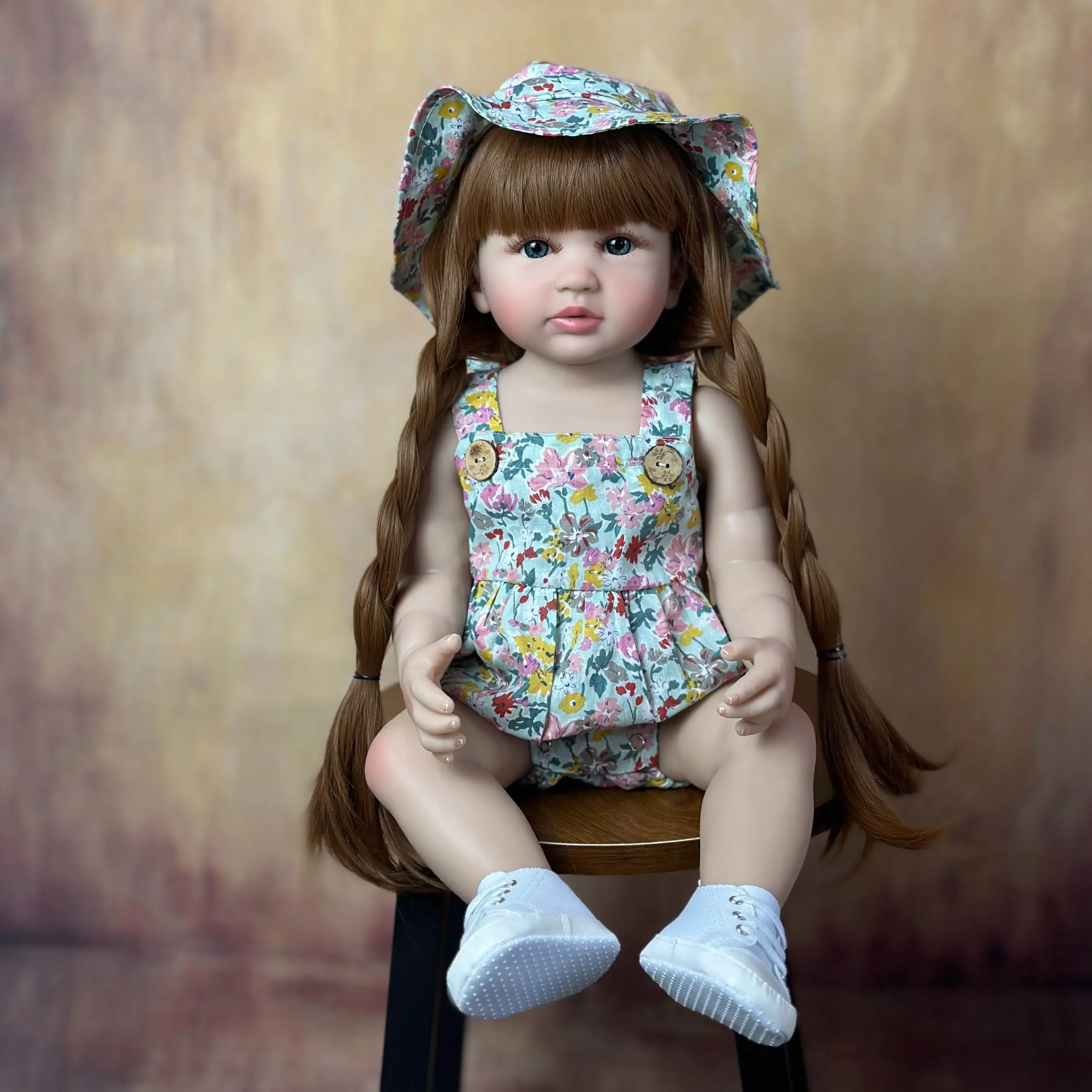 Bzdoll Levensechte 55Cm Reborn Babypop Met Volledig Siliconen Lichaam 22Inch Levend Pasgeboren Bebe Schattig Verkleed Speelgoed Meisje Verjaardagscadeau