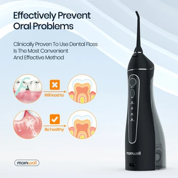 Mornwell Portable Oral Irrigator F18 Water Flosser USB Rechargeable 4 Nozzles Dental Water Jet 200ml Water Tank Waterproof