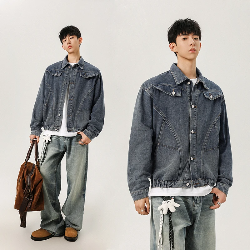 

Модная джинсовая куртка в повседневном стиле, качественная однобортная мужская одежда, дышащая, удобная, ветрозащитная, Roupas Masculinas