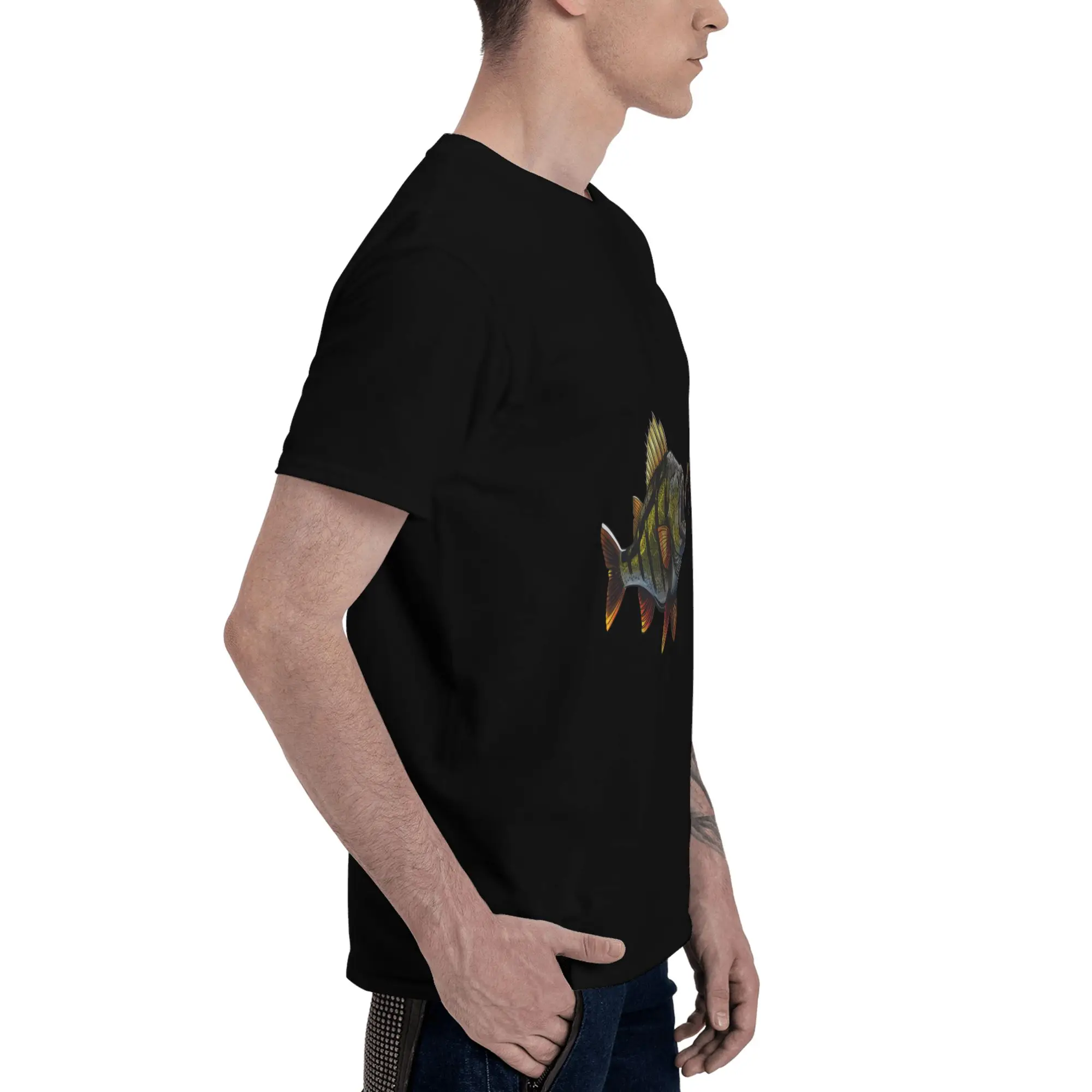 Angel Natur Perch Fishing Men T-Shirt Clothes Washed Tee Shirt Short Sleeve Summer Casual Fashion Loose