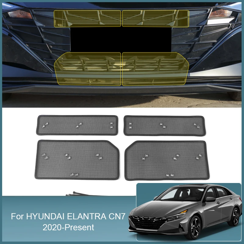 

Stainless Steel Car Insect Screening Mesh Front Grille Insert Net Styling For Hyundai Elantra CN7 2020-2025 Protect Accessories