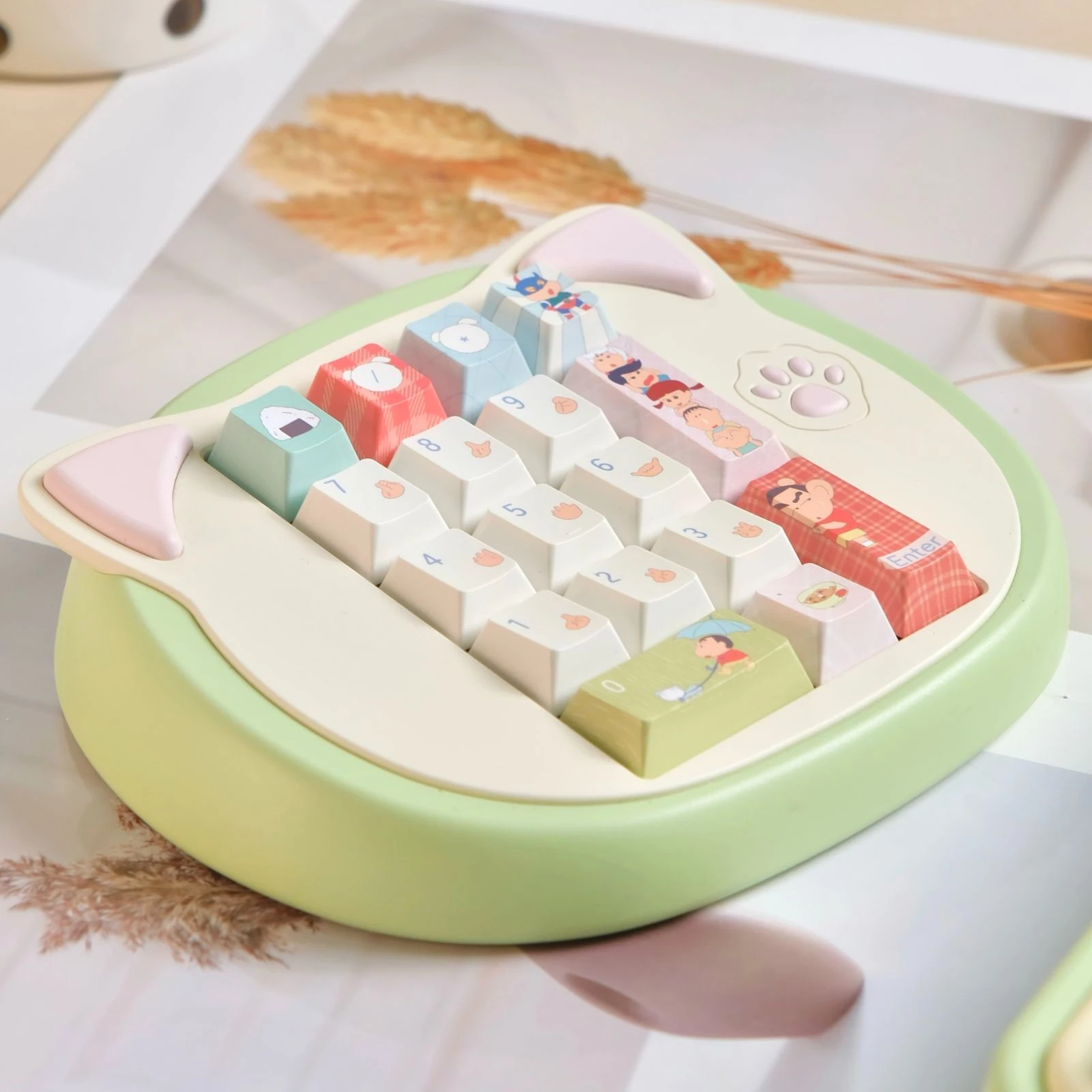 مجموعة لوحة مفاتيح صغيرة لطيفة على شكل رأس قطة ثلاثية الأوضاع من الألومنيوم مجموعة لوحة مفاتيح رقمية مخصصة لملحقات لوحة مفاتيح الألعاب المكتبية عبر Json