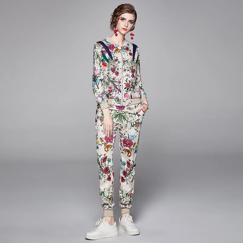 طقم سترة وسراويل مفتوحة مطبوعة بقصة ضيقة من Faionable، ملابس رياضية صيفية من البوليستر متعددة الاستخدامات للنساء #3