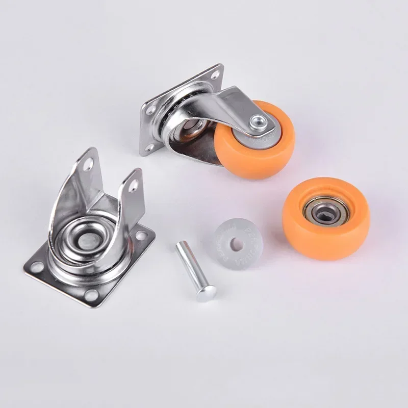 1/1.5/2 inch Orange Swivel Castor Trolley Rubber Furniture Casters Wheels silent tatami drawer pulley roller directional wheel