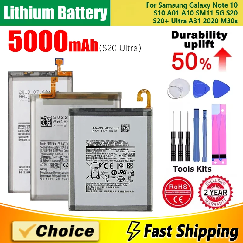 Brand New Quality Battery+Tool,For Samsung Galaxy Note 10 X S10 5G A01 A10S S20 Ultra S20+ A31 J1 J6 Edition SM-M3070 SM-A207