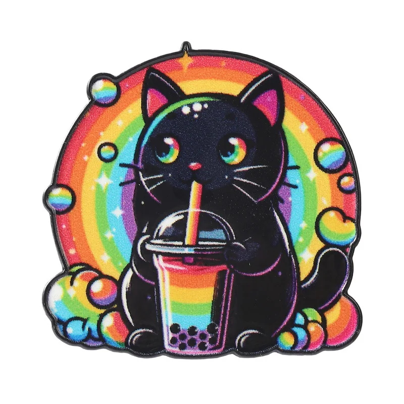 Cartoon Rainbow Enamel Brooch Lapel Pin Cat Heart Letter TV Screen Pride And Shine Punk Clothes Metal Badge Jewelry Friends Gift