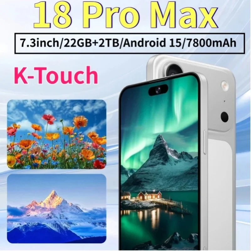 K-Touch 18 Pro Max 7.3HD Handy 7800mAh Smartphone 22GB+2TB Mobiltelefone 5G Dual SIM Android 15 Entsperrt 16+48MP Handys