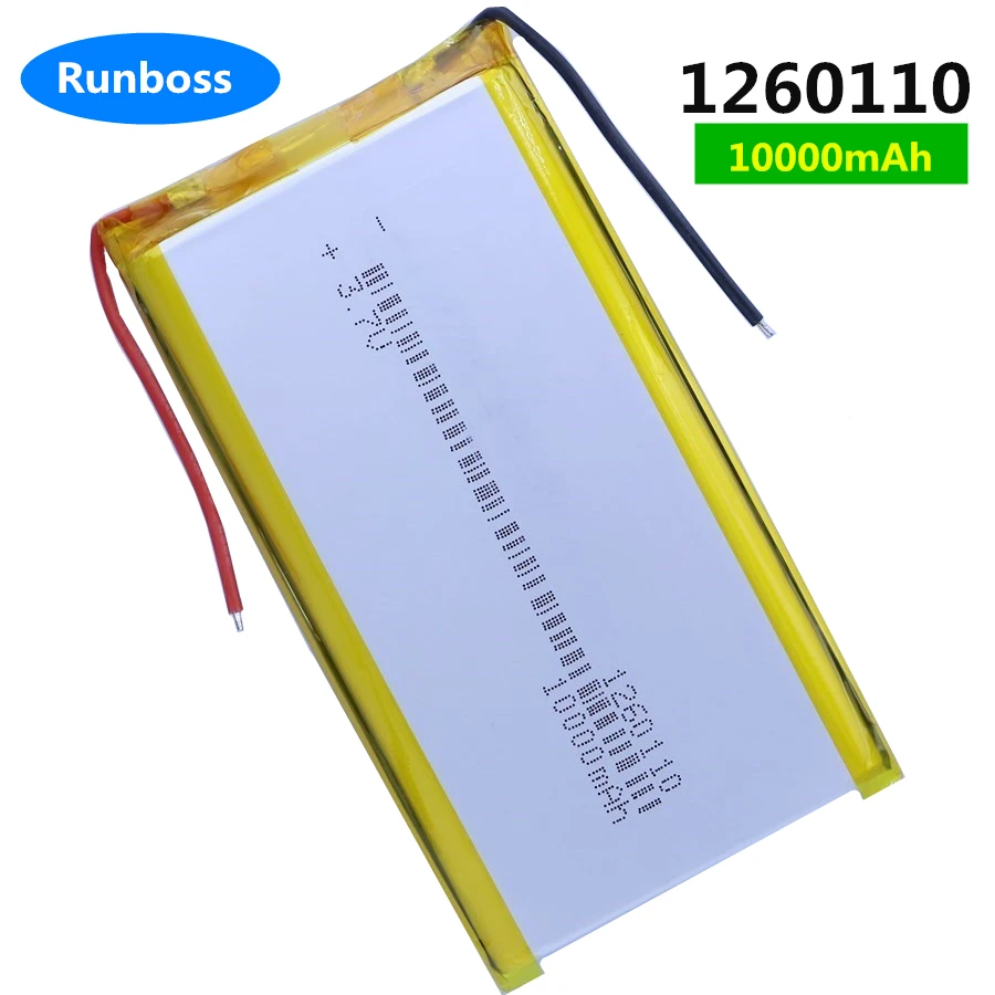 High Quality 3.7V 10000mAh 1260110 Rechargeable Polymer Batteries Lipo Li-Po for Toy Power Bank GPS Laptop Camping Lights Diy