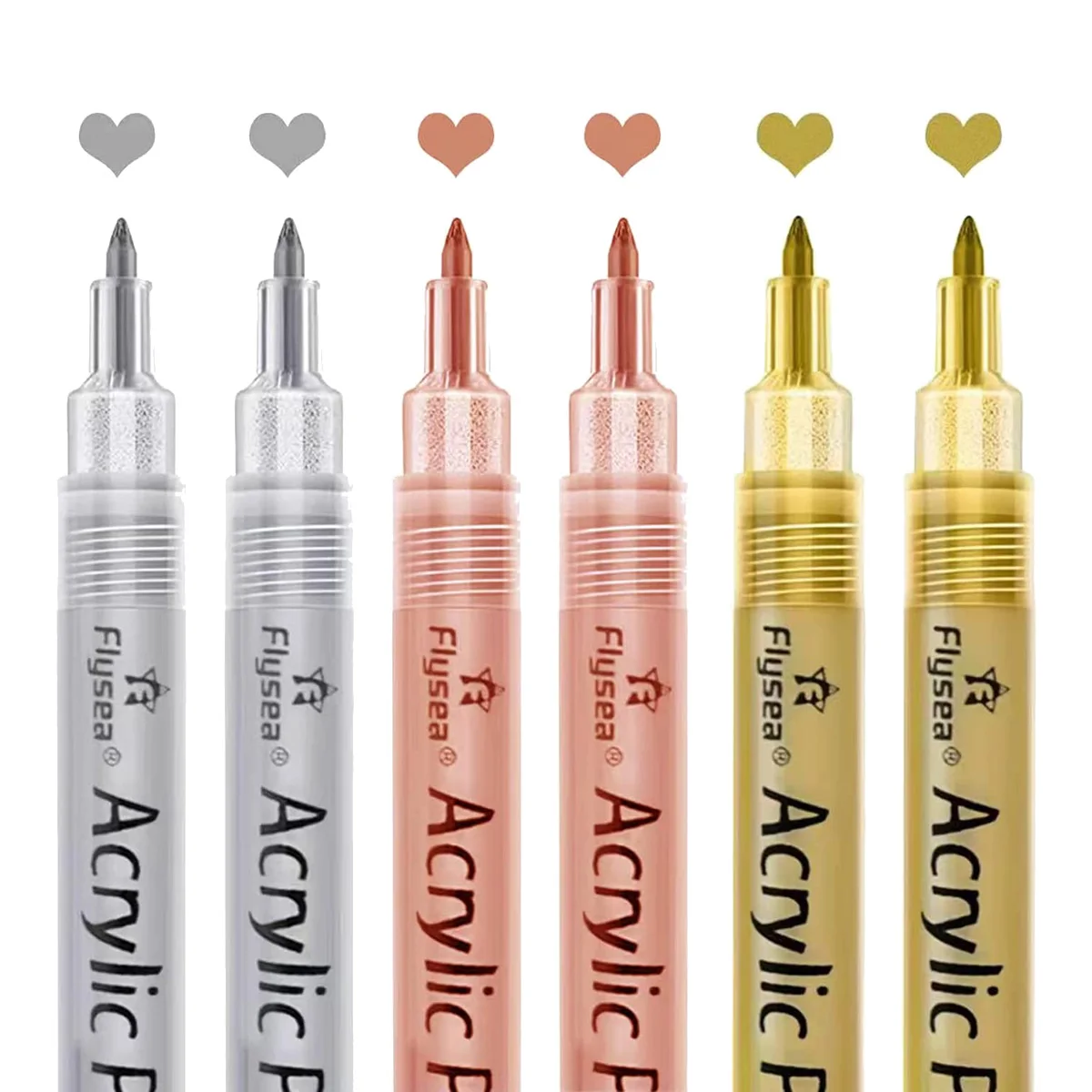 Acrylic Paint Pens - Gold,Silver and Rose Gold Paint Pens, Metallic Marker Pens ,Water-Based Metallic Paint Pen Set