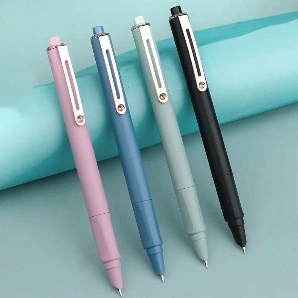 Retractable Press Type Fountain Pen Notched Calligraphy Practice Writing Pen Color Pen Body Exchangeable Ink Cartridge