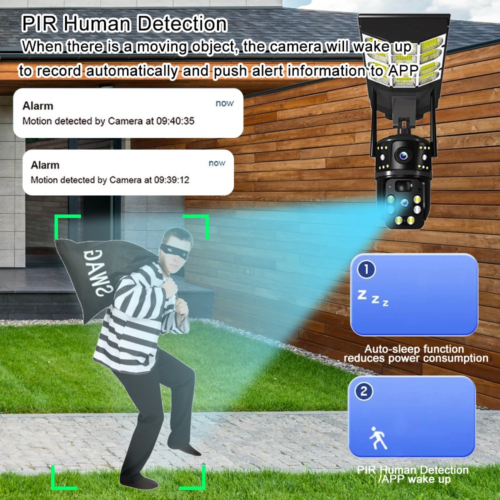 V380 Pro 12MP 8K Solar Cameras Wifi Outdoor 4G Sim Card Dual Lens Triple Screen 10x Zoom CCTV IP66 PIR Human Detection Camera