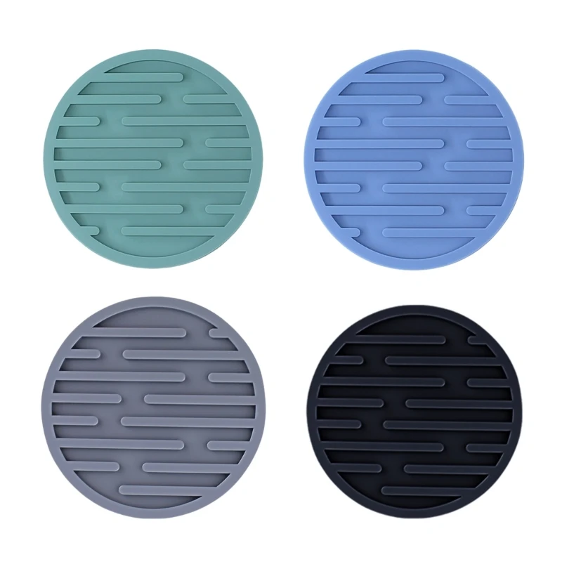 

6Pcs Silicone Drink Coasters Round Nonslip Table Decors Cup Pad Silicone Texture F1CC