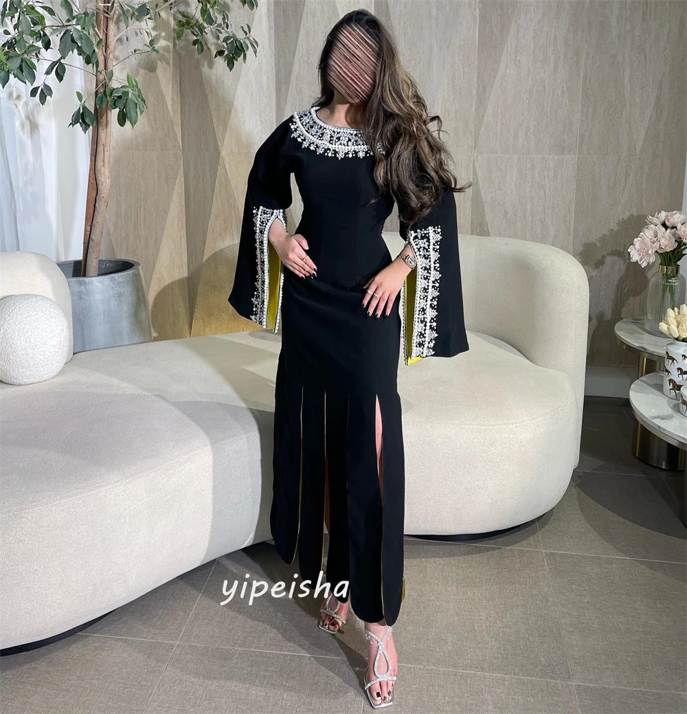 Customized Jiayigong Classic Modern Style Formal EveningO-Neck A-line Beading Ankle-Lengths Bespoke Occasion Dresses