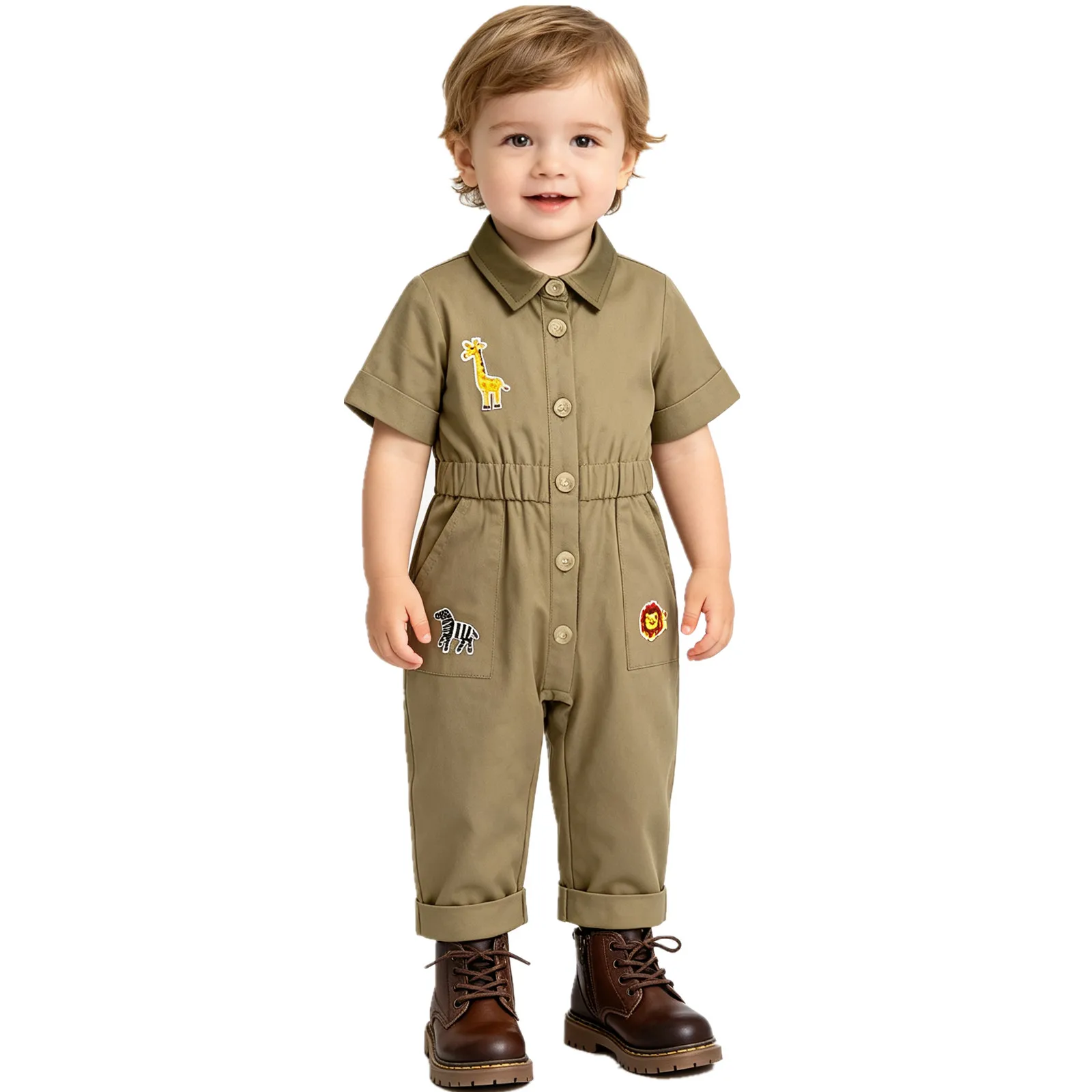 Unisex Baby Explorer Zookeeper Theme Costume Short Sleeve Cute Embroidery Jumpsuit /Dress for Birthday Photography Trip Daily