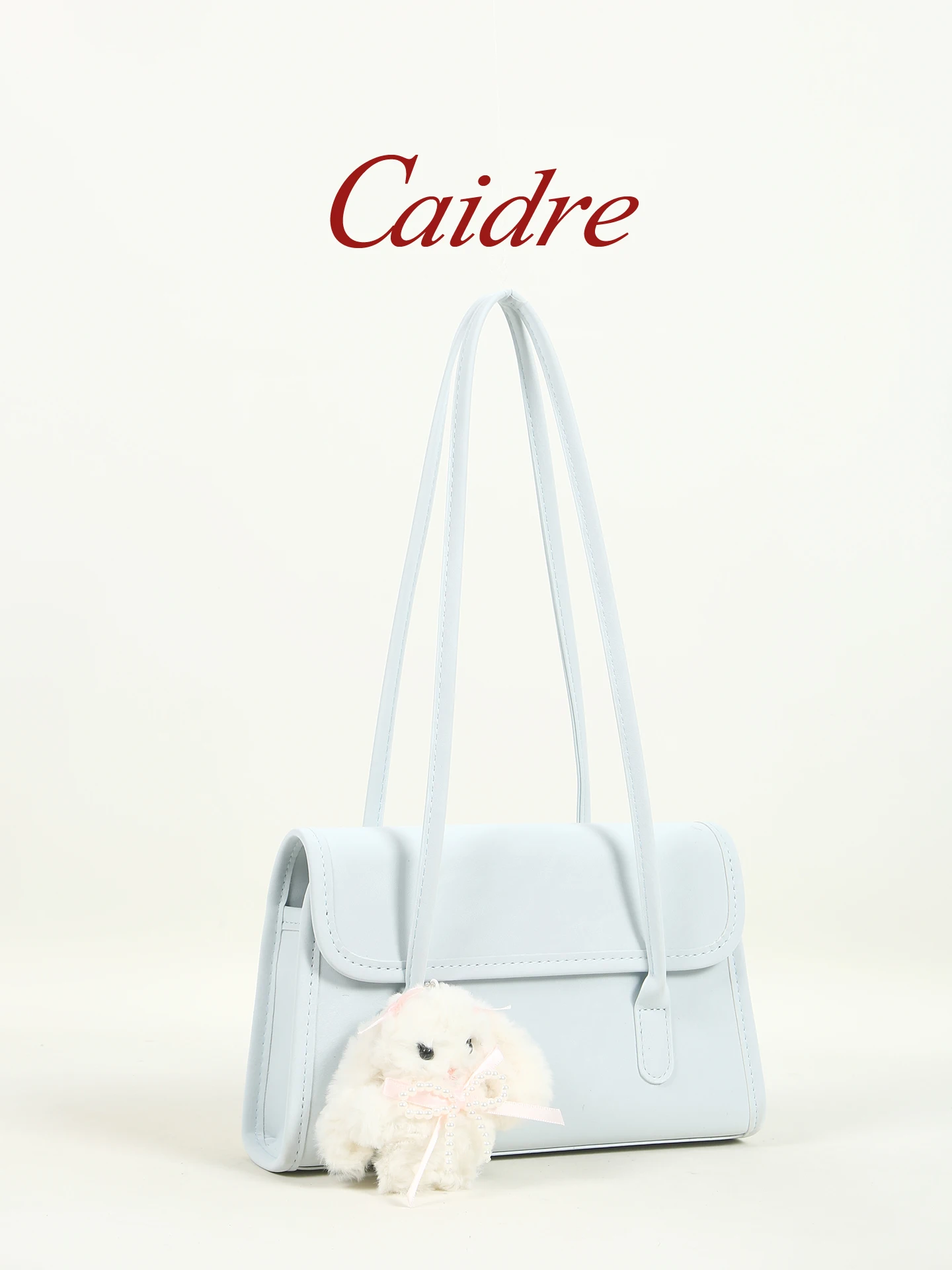 Caidre Commuter Handbag Women's Cute Underarm Bag Double Shoulder Pure Color PU Leather Magnetic Buckle Closure Fashionable