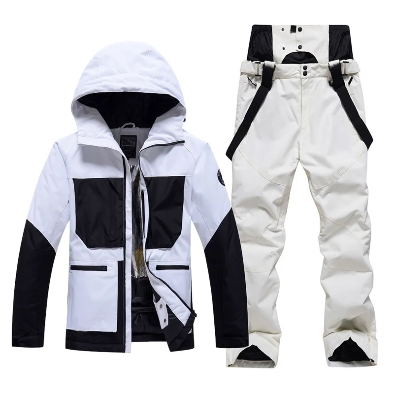 

-30℃ Ski suit Snow prevention Jacket pants adult Couple clothing Men women windproof waterproof warm Green Pink white Purple