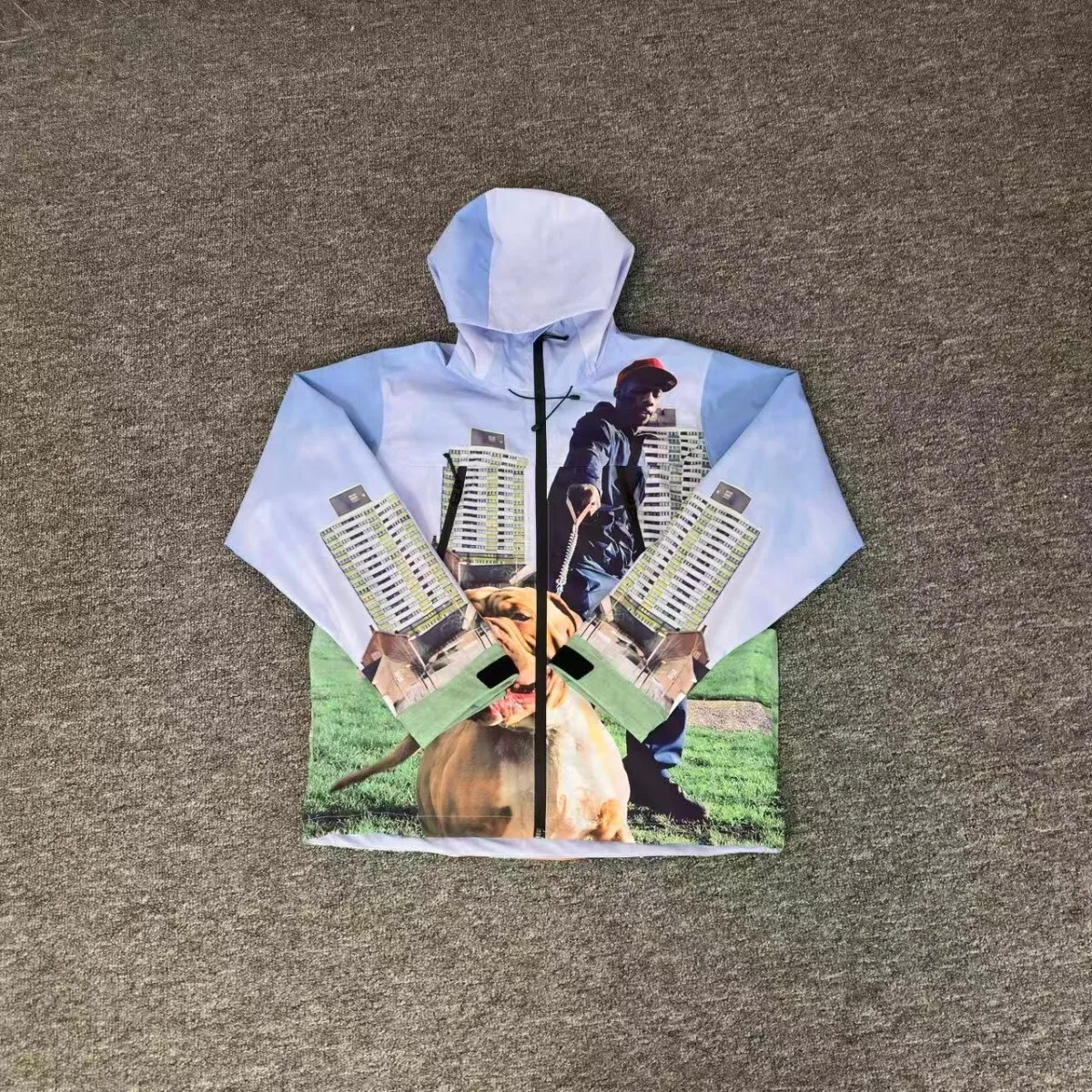 

Demons Island Character Print Hooded Jaet American Casual Sle Men's Women's Windbreaker Coat Faion Outerwear