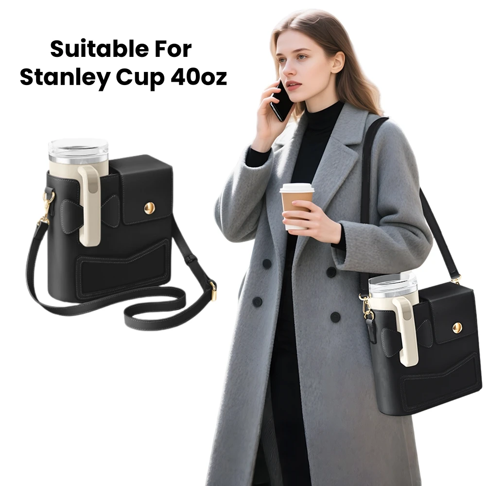 

Кожаная сумка-переноска для бутылки с водой для Кубка Стэнли 40 унций, уличная сумка-чехол для бутылки с водой, женская сумка через плечо для термобутылки