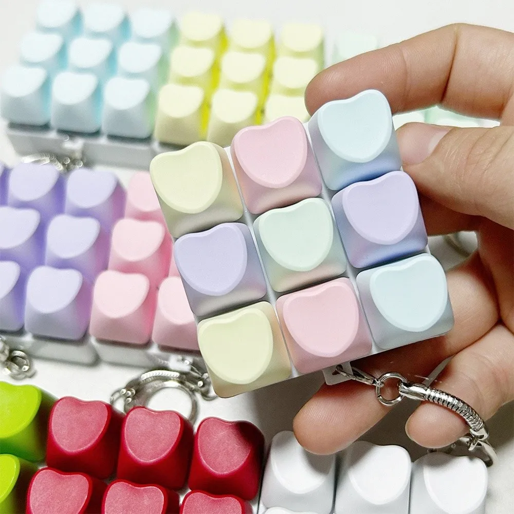 9-Tasten-Knopf-Tastenkappe, Zappel-Schlüsselanhänger, Finger-Tastaturkappen, Spielzeug, Clicker-Spielzeug für Erwachsene, um Stress durch die Zeit zu lindern