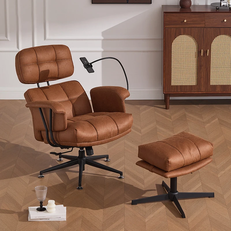 Silla Boss Eames, sofá individual reclinable, silla de ocio de estilo italiano, silla de oficina minimalista para ordenador de cuero genuino