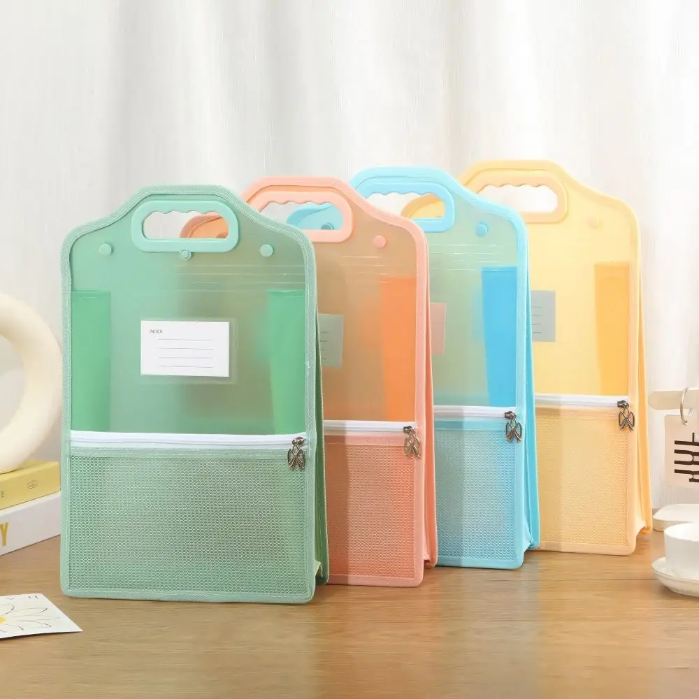 

File Management PP Vertical Accordion Zipper Bag Waterproof Zipper Closure File Folder Document Storage Pouch Test Paper Storage