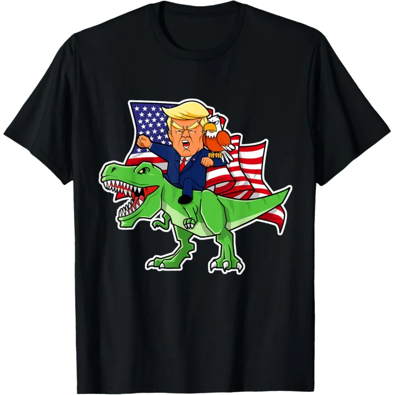 

Trump Riding a Dinosaur Funny Merica Patriotic T-Shirt