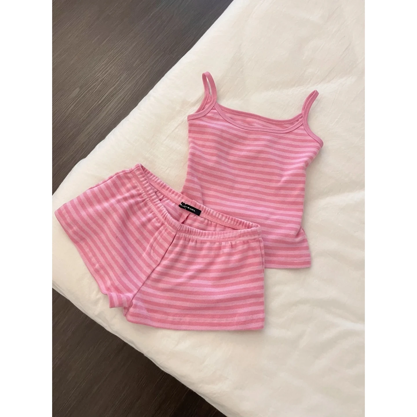 

Cloud Cotton Summer Sleepwear Women's Striped Loose Breathable Short Pants Set Outdoor Wearable Home Clothes Sweet Cute Style