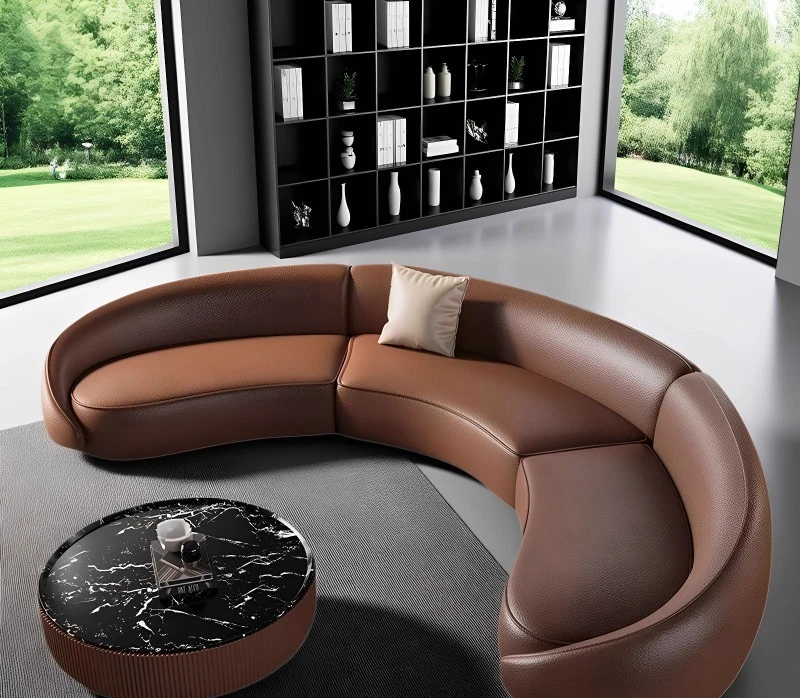 Semi-Circular Arc Shaped Sofa for Beauty Salon Real Estate Office Hotel Lobby Waiting Area Reception Seating